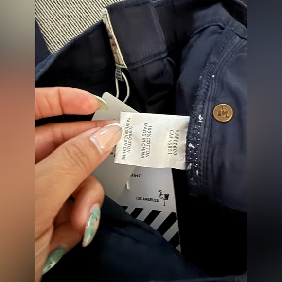 Sandrine Rose/Free People French Worker Wide Leg Buckle Pants College Blue - Picture 6 of 7